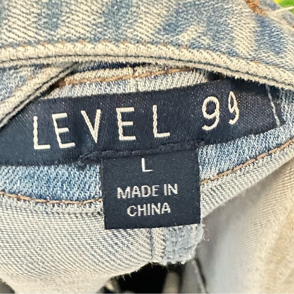 Level 99 Claire Denim Overall Snap Dress Light Blue Size Large Stretch - Picture 6 of 8